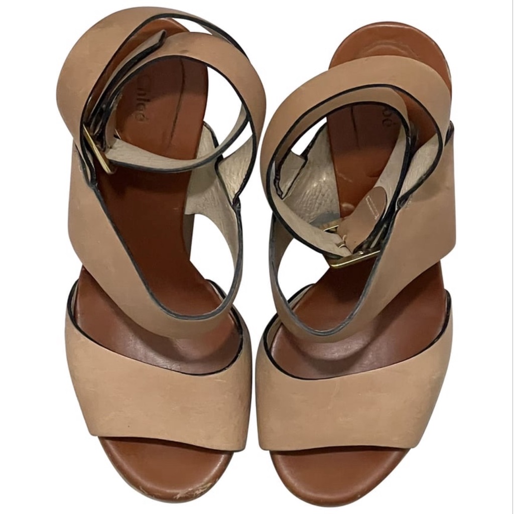 Chloe Leather Wedge Sandals